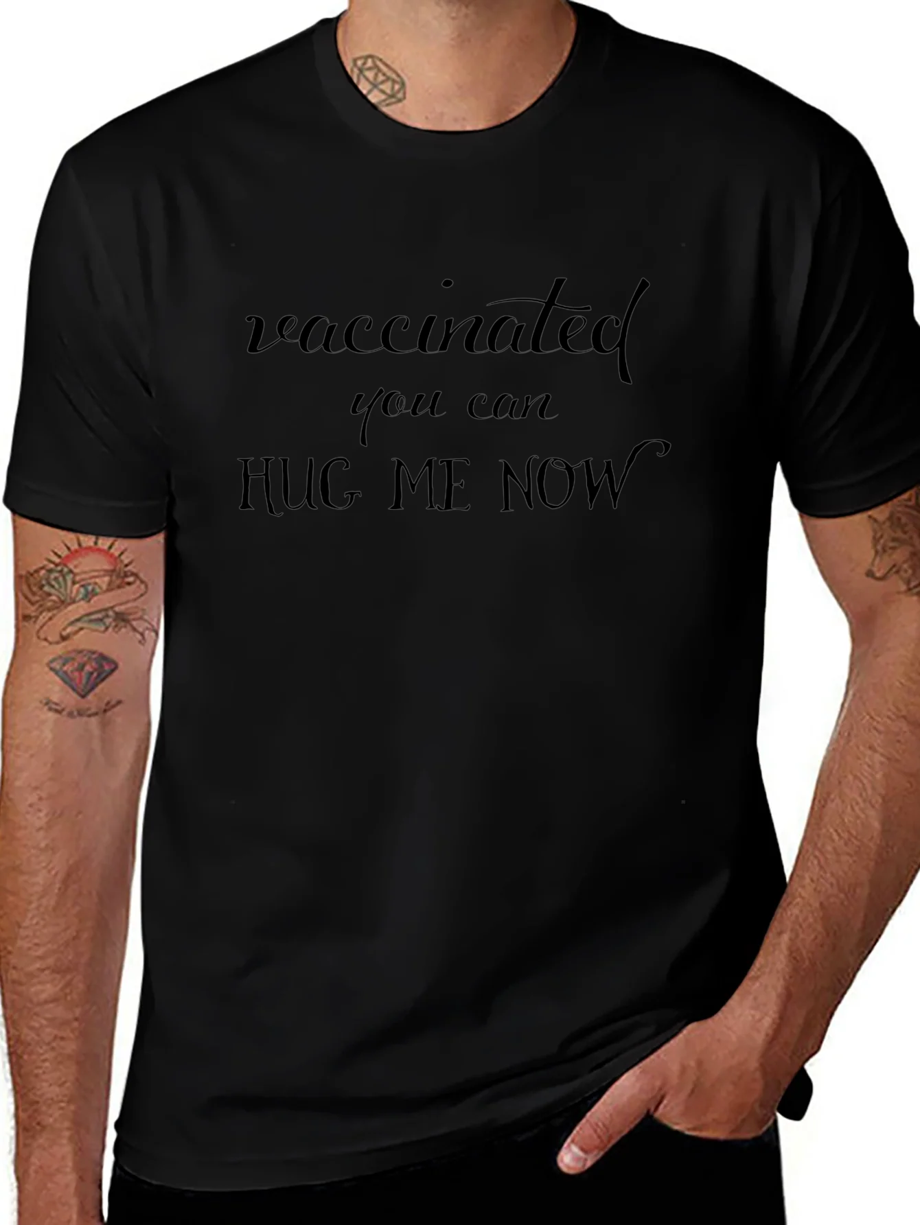 Vaccinated Hug Me Now Graphic Tee