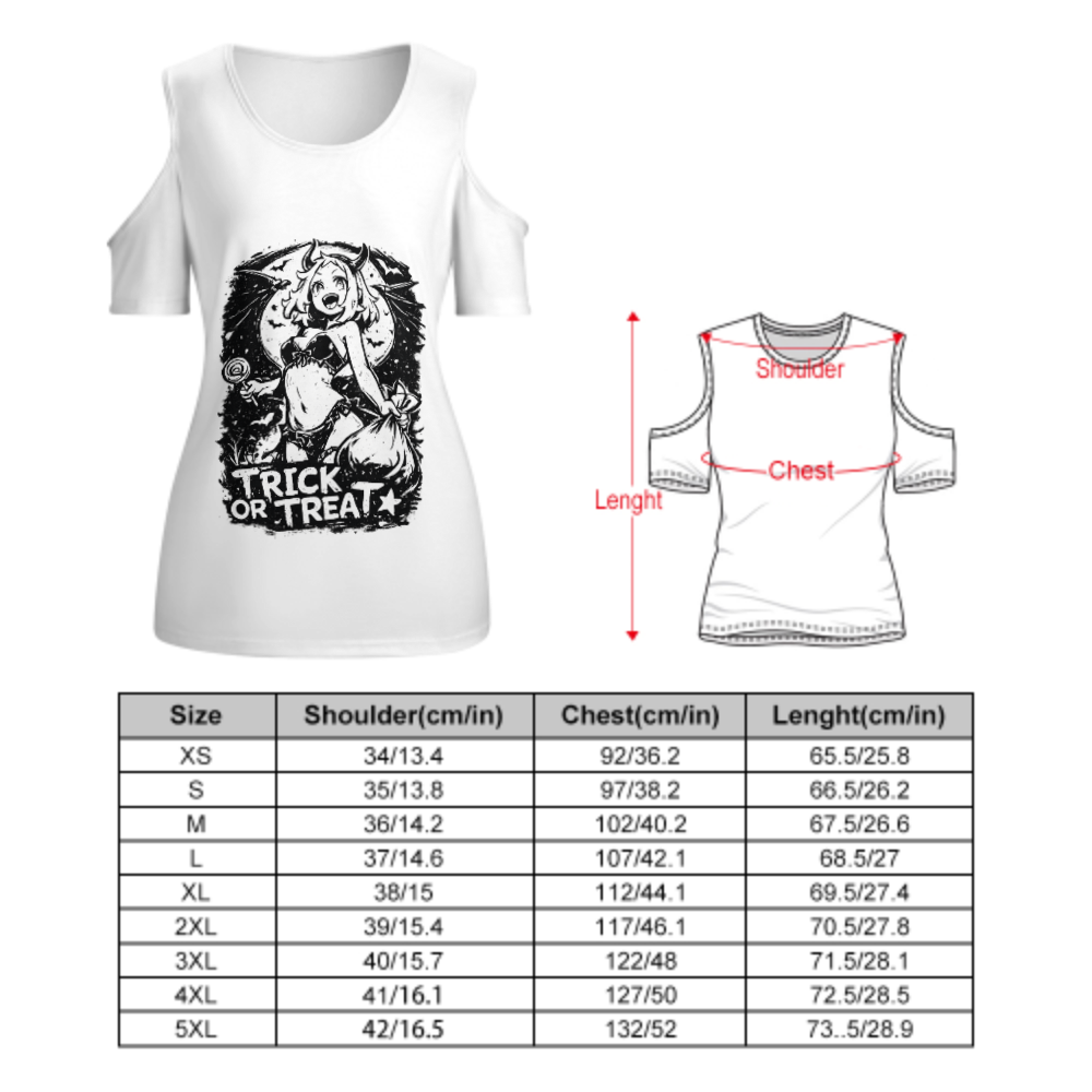 Trick Or Treat Anime Halloween T-Shirt – Cute Devil Girl Graphic Streetwear Tee(z178)