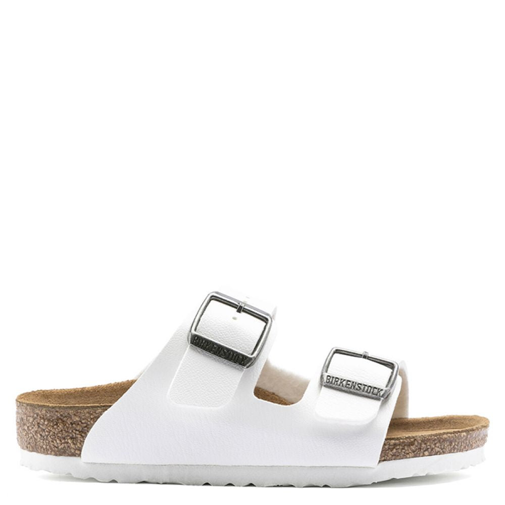 Birkenstock Kids Arizona Birko-Flor in White (Narrow Width)