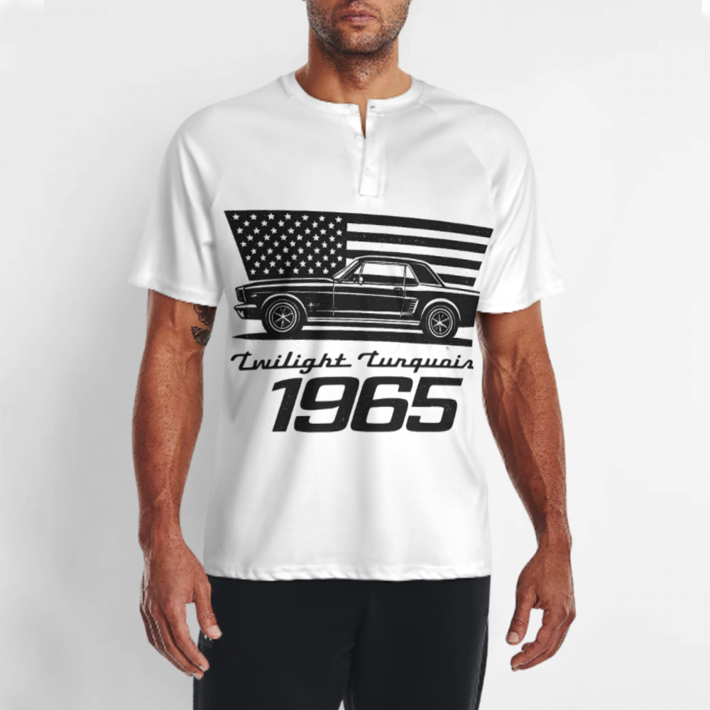 1965 Classic Muscle Car Graphic T-Shirt – Vintage American Flag Retro Car Enthusiast Tee(z197)