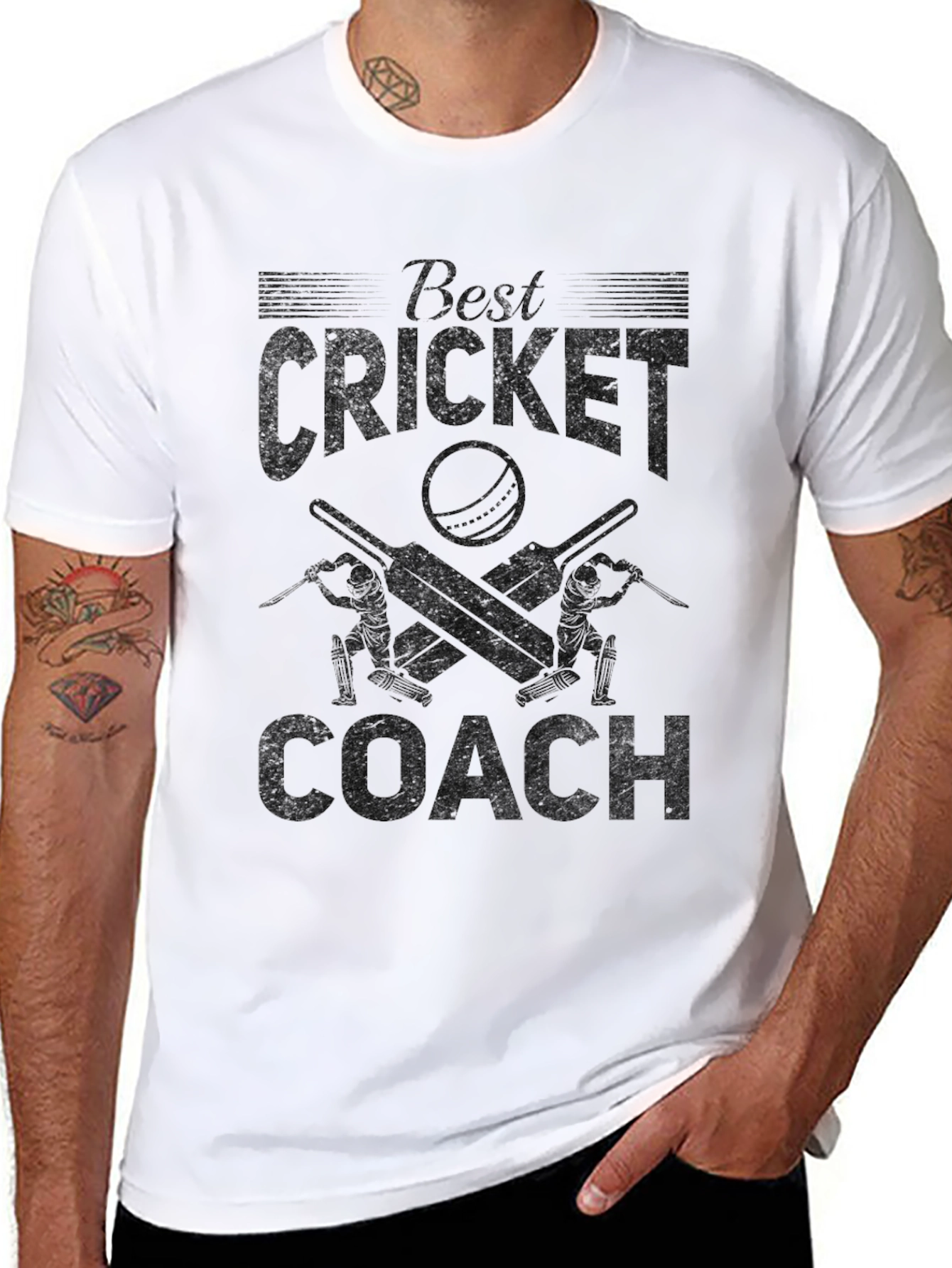 Best Cricket Coach Black Graphic T-Shirt