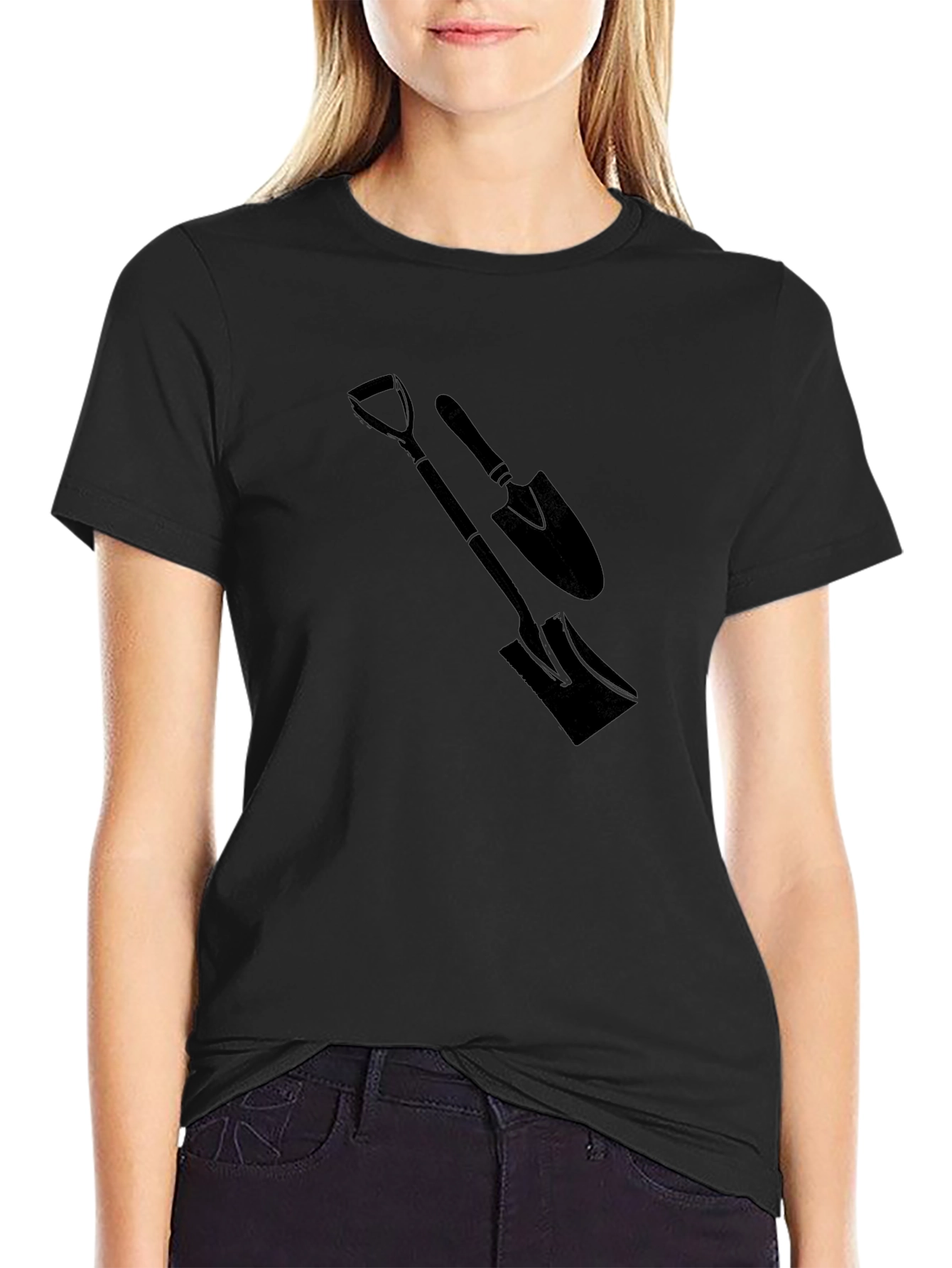 Mens Black T-Shirt with Spade Graphic