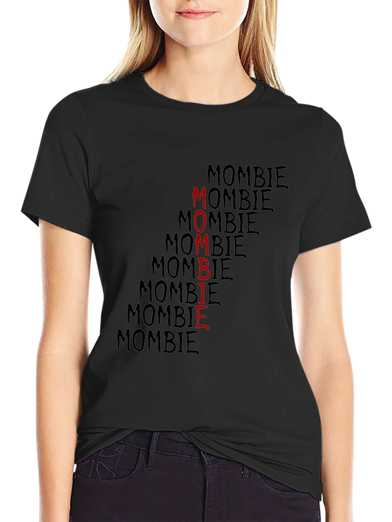 Mombie Graphic Print Black T-Shirt