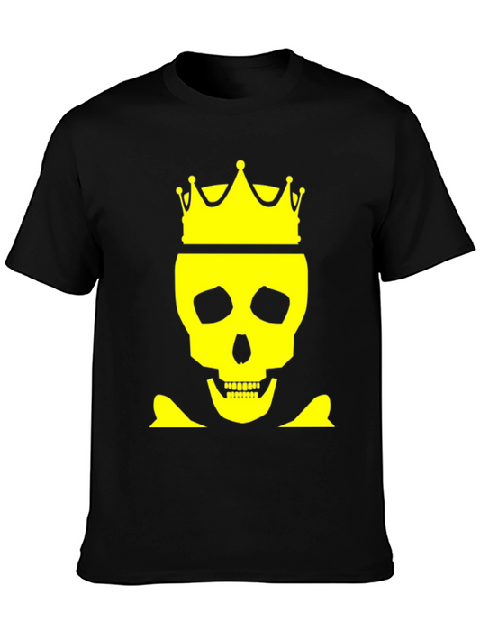 Skull King T-Shirt - Yellow Graphic Print - Black Tee