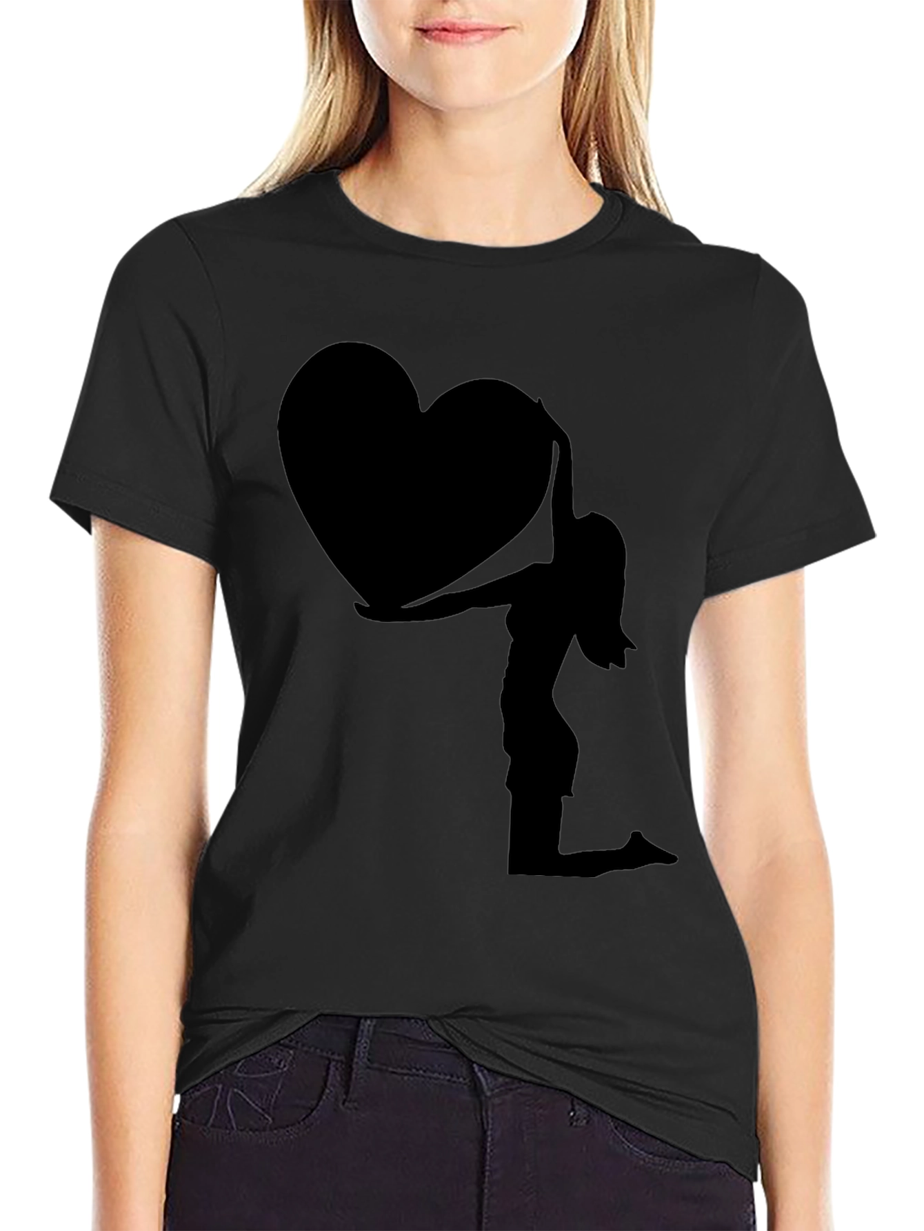 Silhouette Heart Graphic Tee - Black