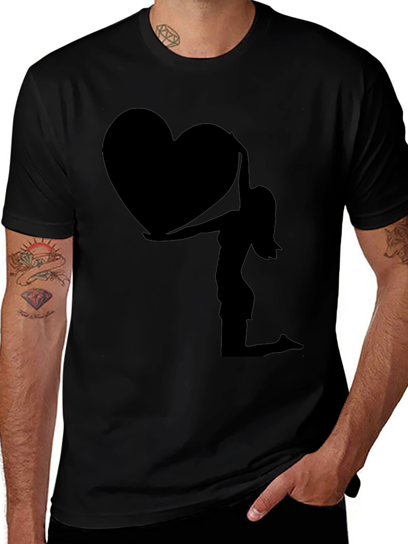 Silhouette Heart Graphic Tee - Black