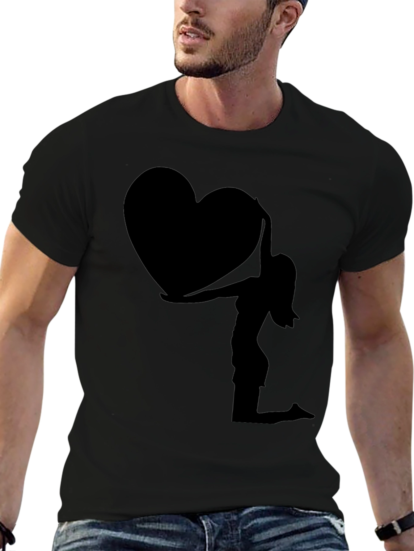 Silhouette Heart Graphic Tee - Black