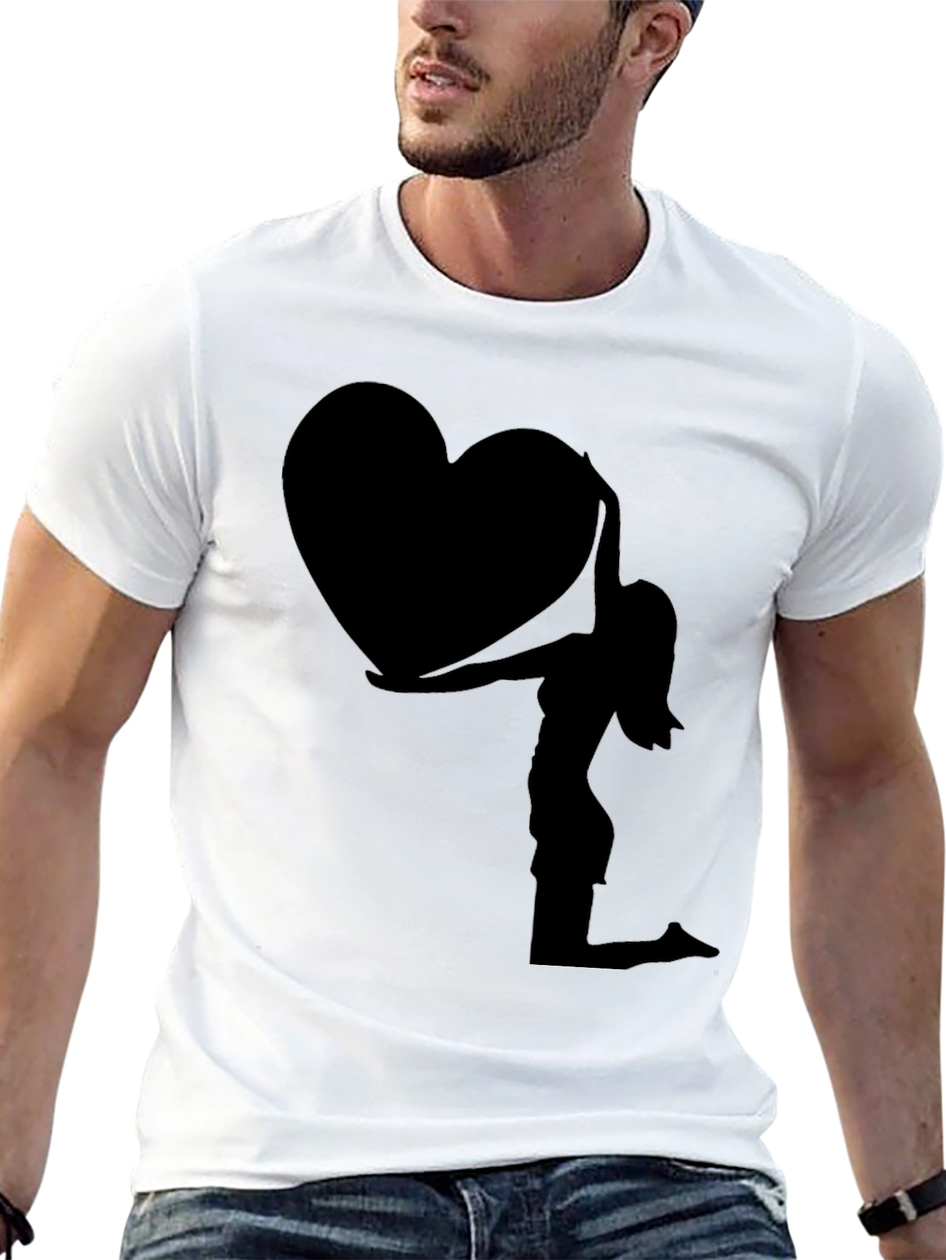 Silhouette Heart Graphic Tee - Black