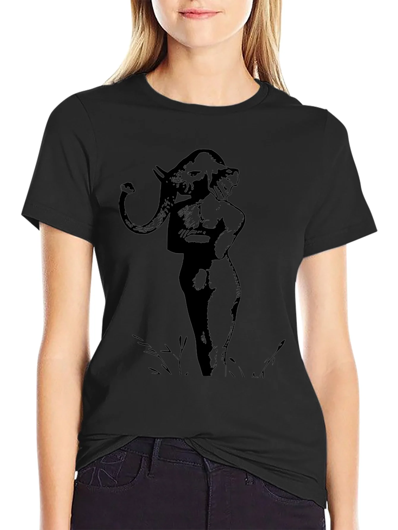 Unique Elephant Man Graphic Tee - Black Cotton Blend