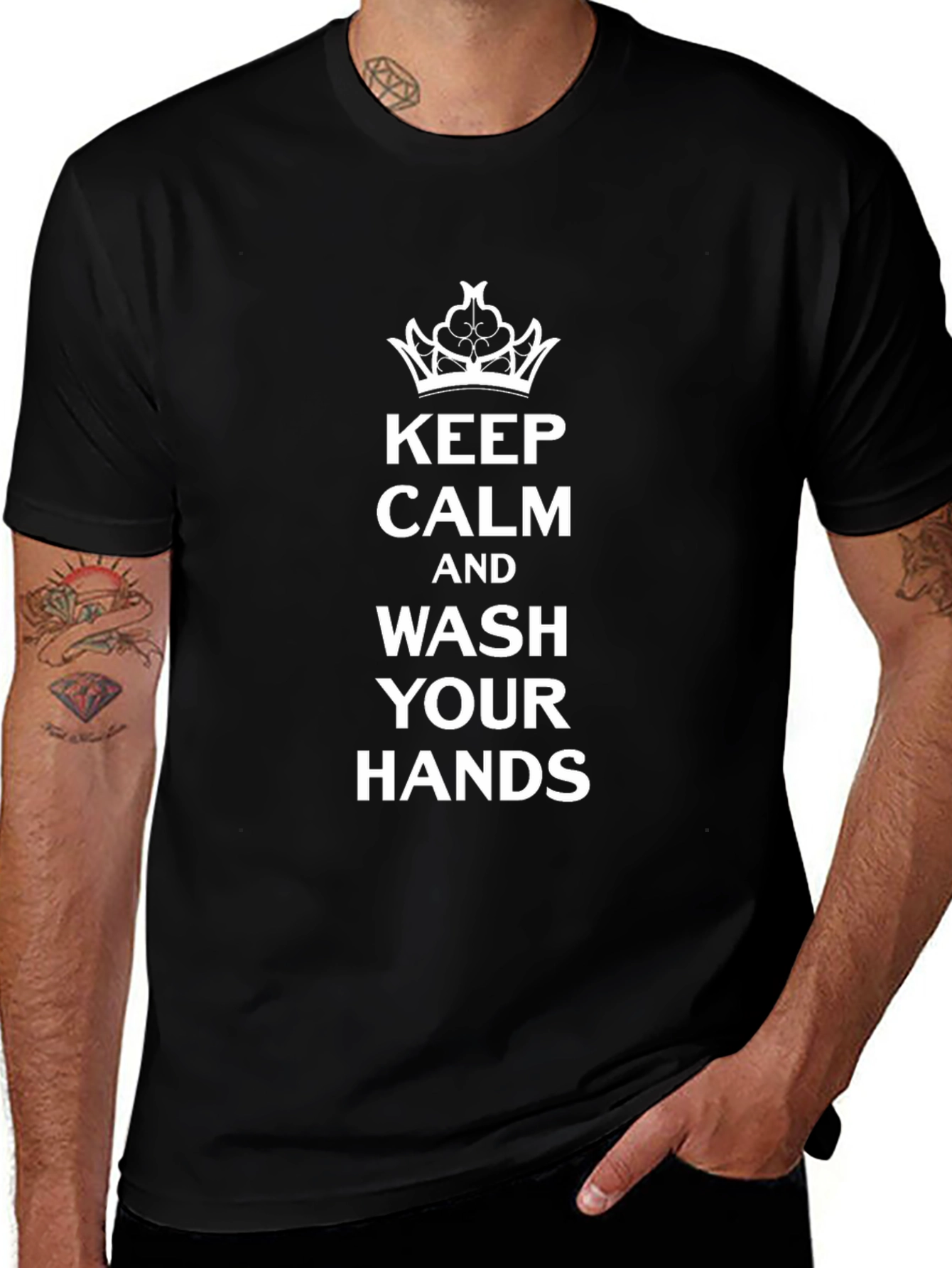 Keep Calm Wash Your Hands Black T-Shirt