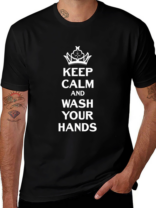Keep Calm Wash Your Hands Black T-Shirt