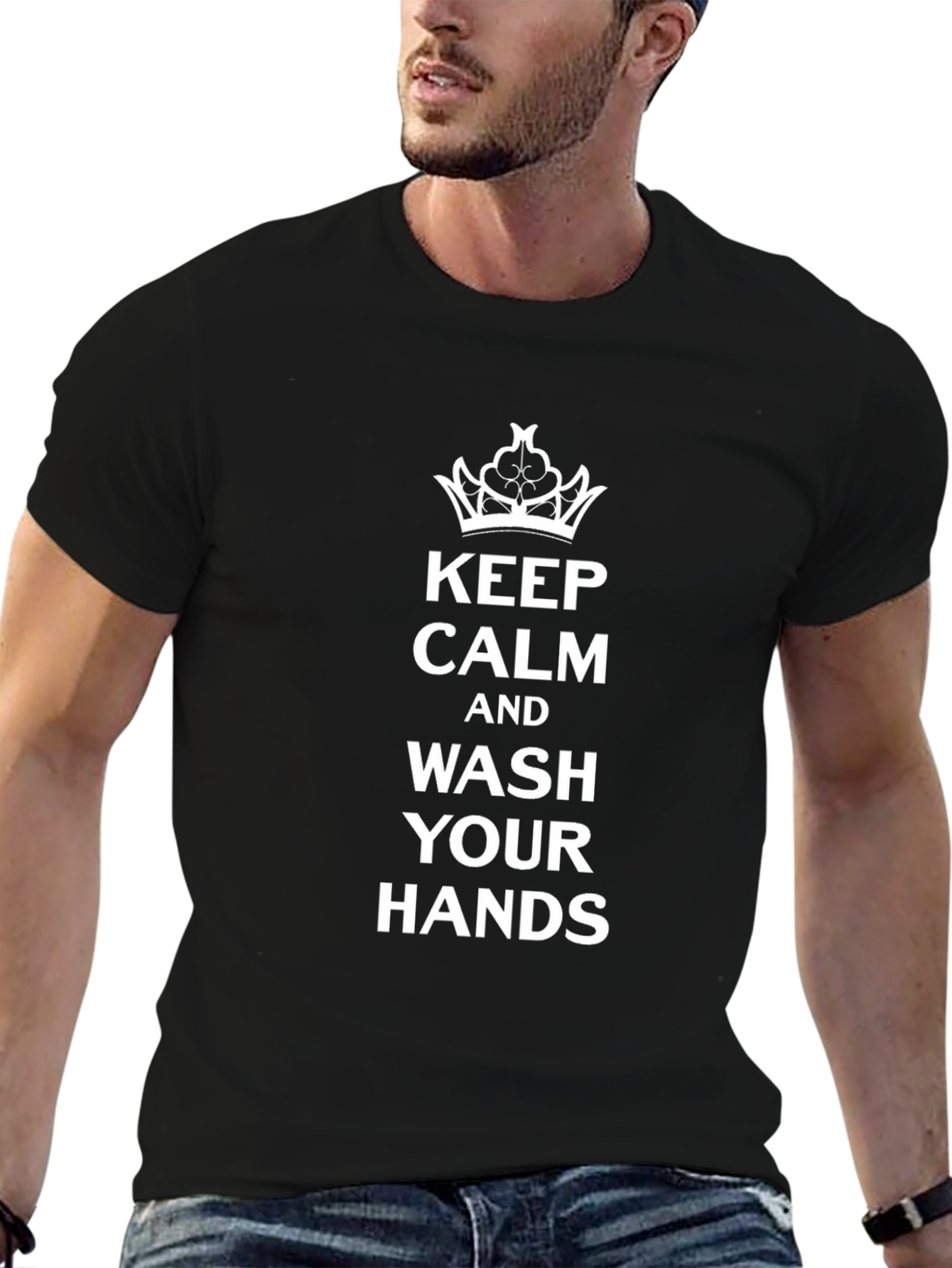 Keep Calm Wash Your Hands Black T-Shirt