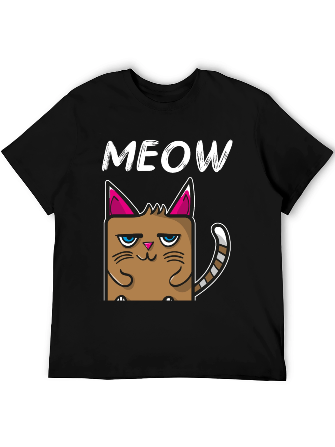 Grumpy Cat Meow Graphic Tee - Black Cotton T-Shirt