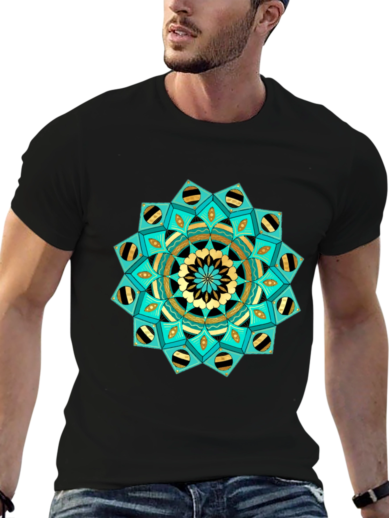 Geometric Mandala Graphic Tee - Stylish Casual Wear