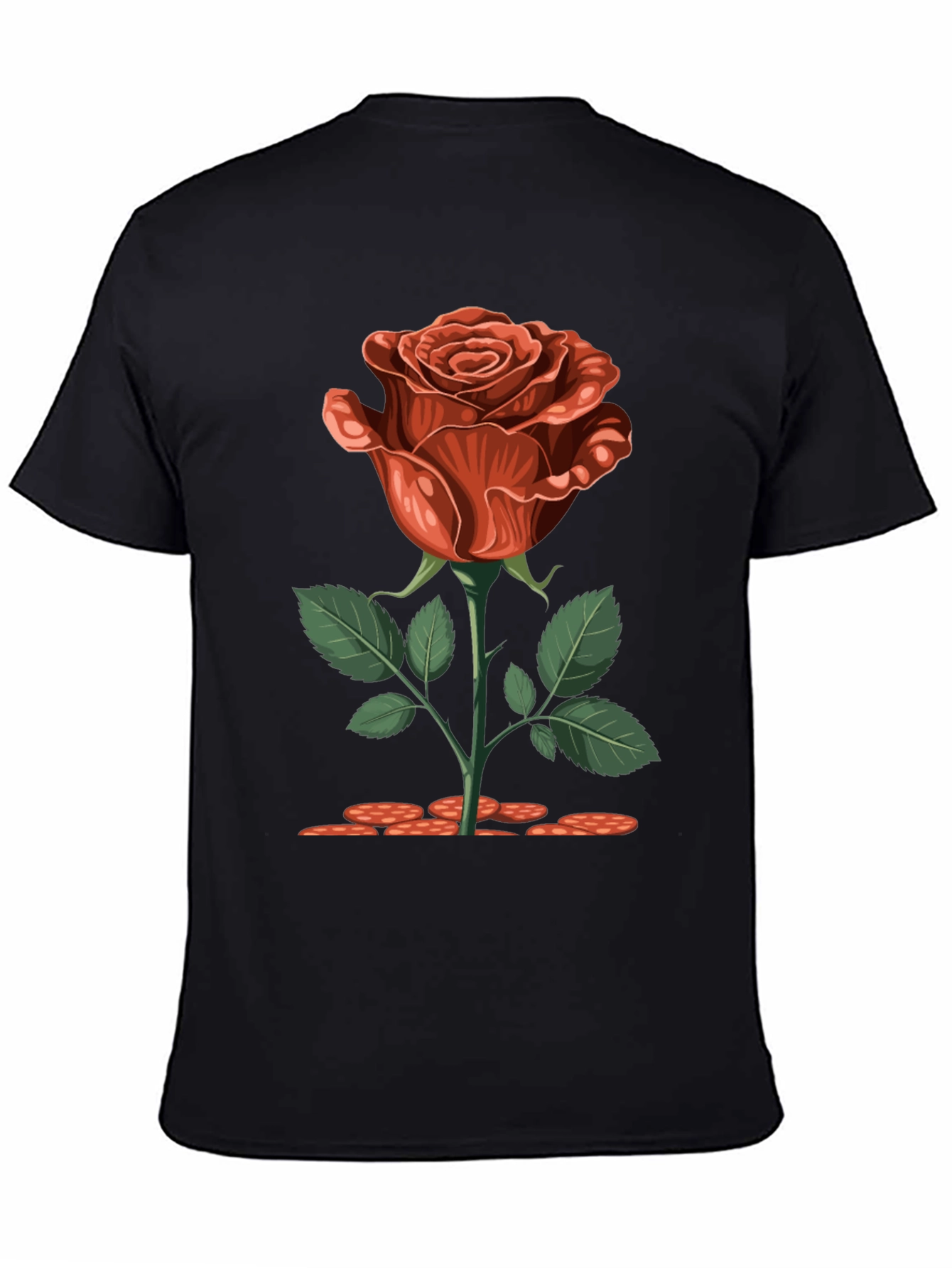 Rose Graphic Print Black T-Shirt