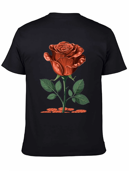 Rose Graphic Print Black T-Shirt
