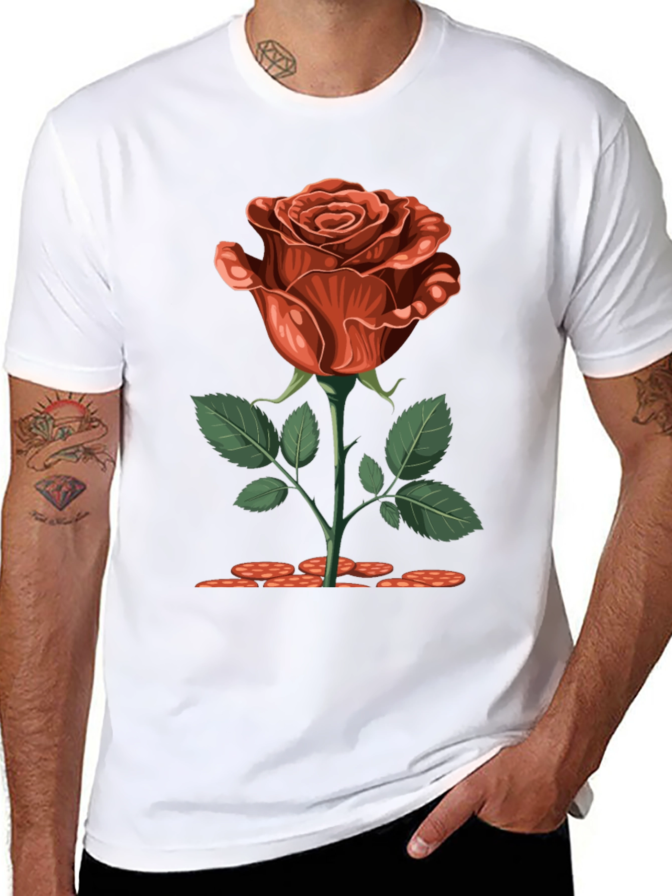 Rose Graphic Print Black T-Shirt