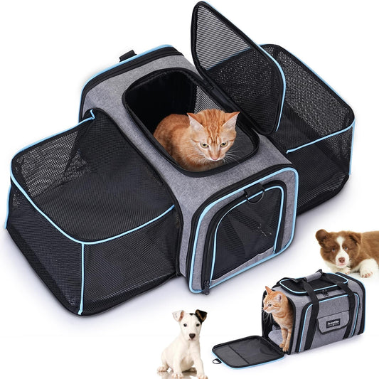 2 Sides Travel Expandable Pet Carrier Bag (Large), - Best Seller