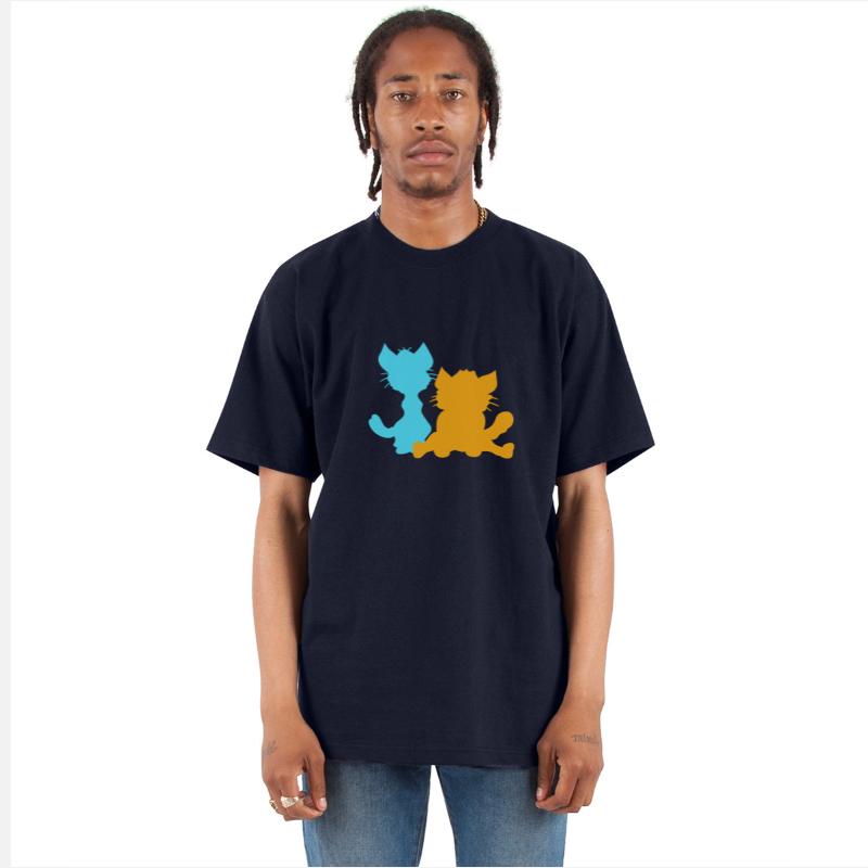 2 Sitting Cats Two Friends Team Crew Silhouettes