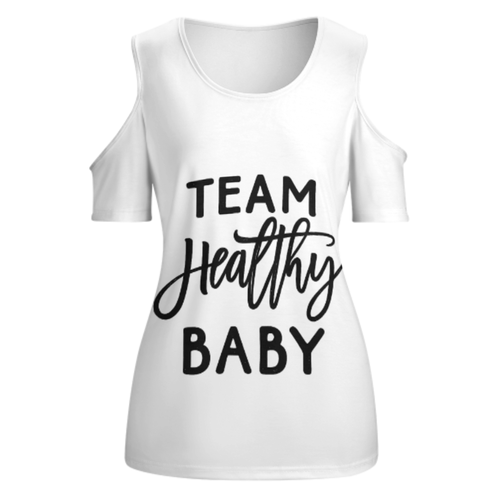 Team Healthy Baby Graphic T-Shirt – Cute Pregnancy Announcement Tee for Moms-To-Be(z171)