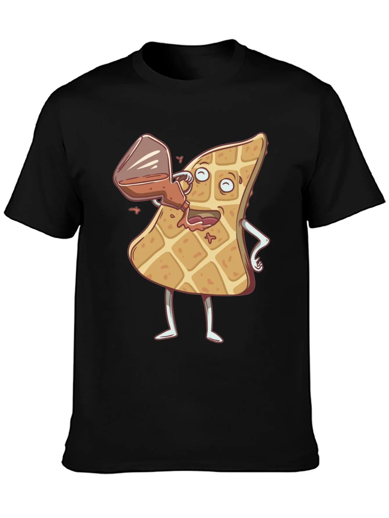 Cartoon Waffle and Syrup Funny T-Shirt