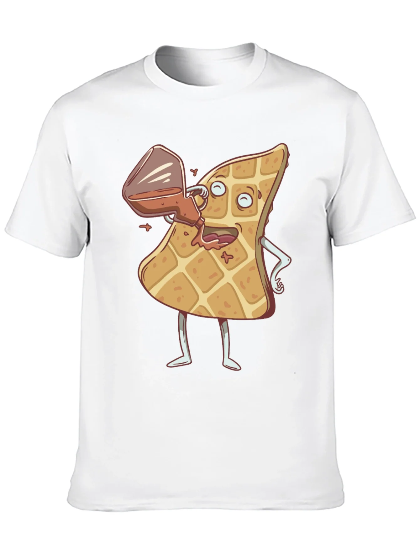 Cartoon Waffle and Syrup Funny T-Shirt