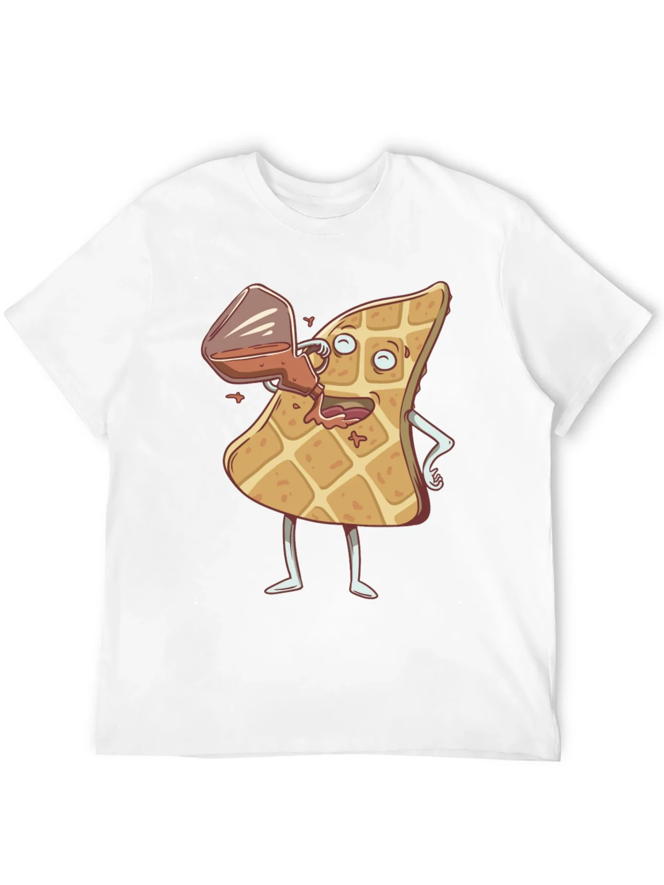 Cartoon Waffle and Syrup Funny T-Shirt