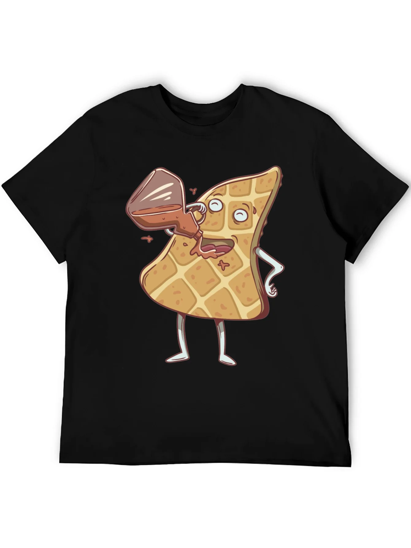 Cartoon Waffle and Syrup Funny T-Shirt