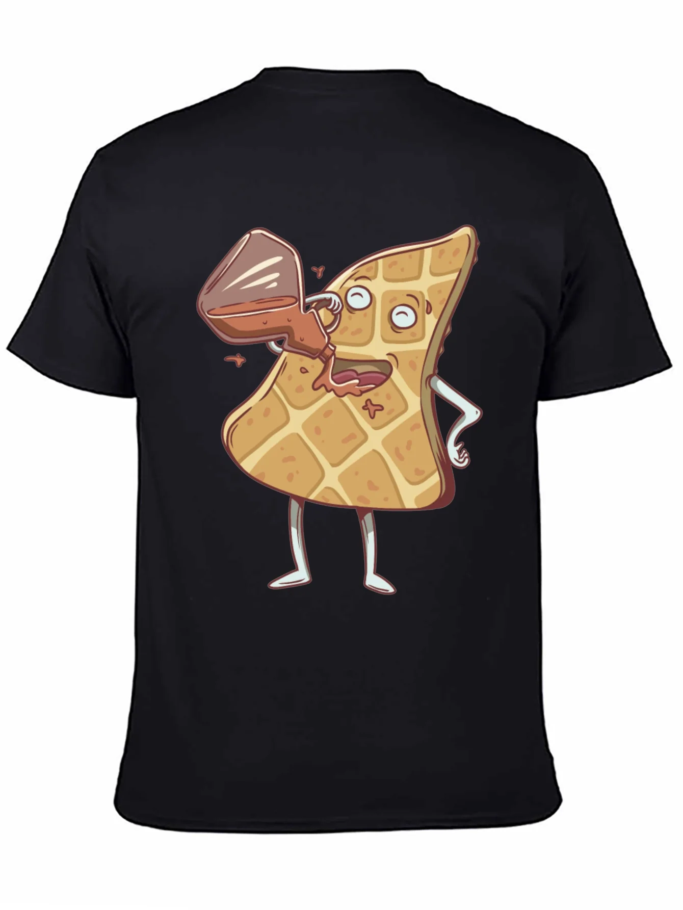 Cartoon Waffle and Syrup Funny T-Shirt