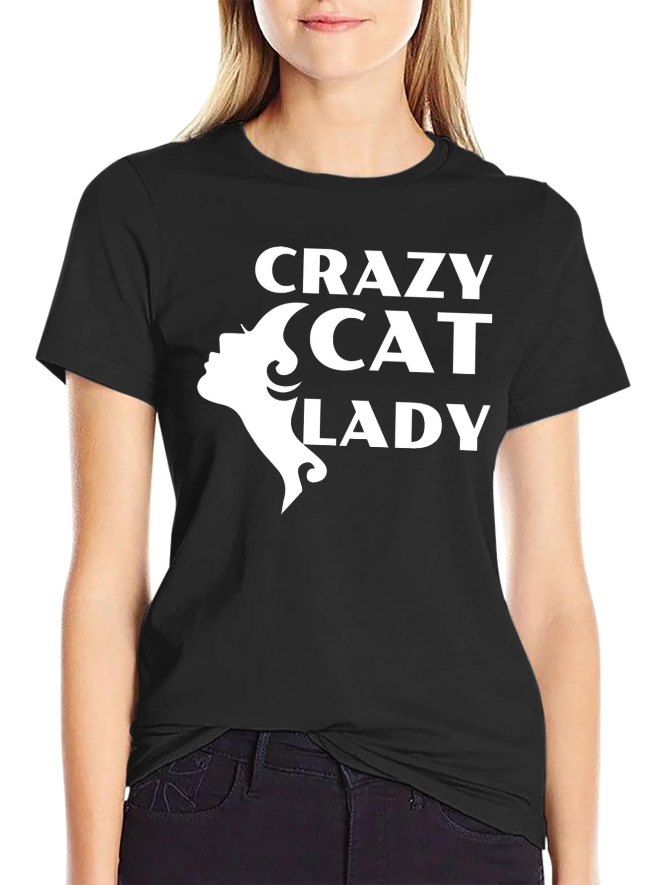 Crazy Cat Lady Graphic Tee - Black