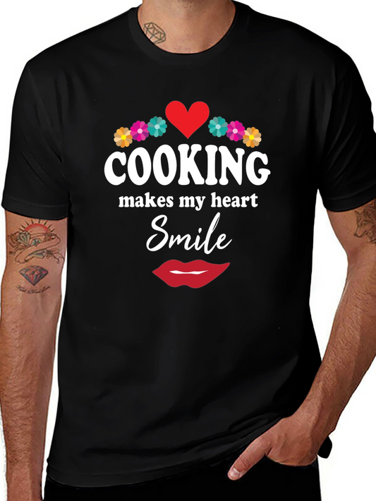 Cooking Makes My Heart Smile Black T-Shirt
