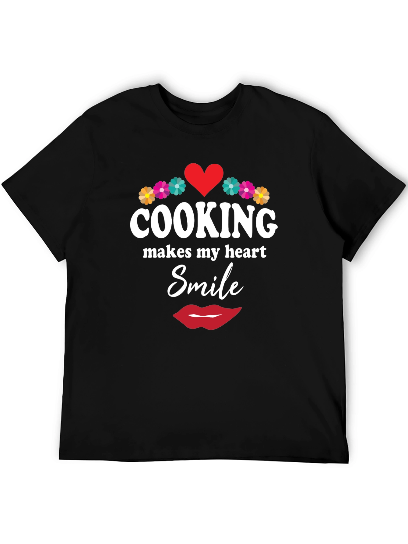 Cooking Makes My Heart Smile Black T-Shirt