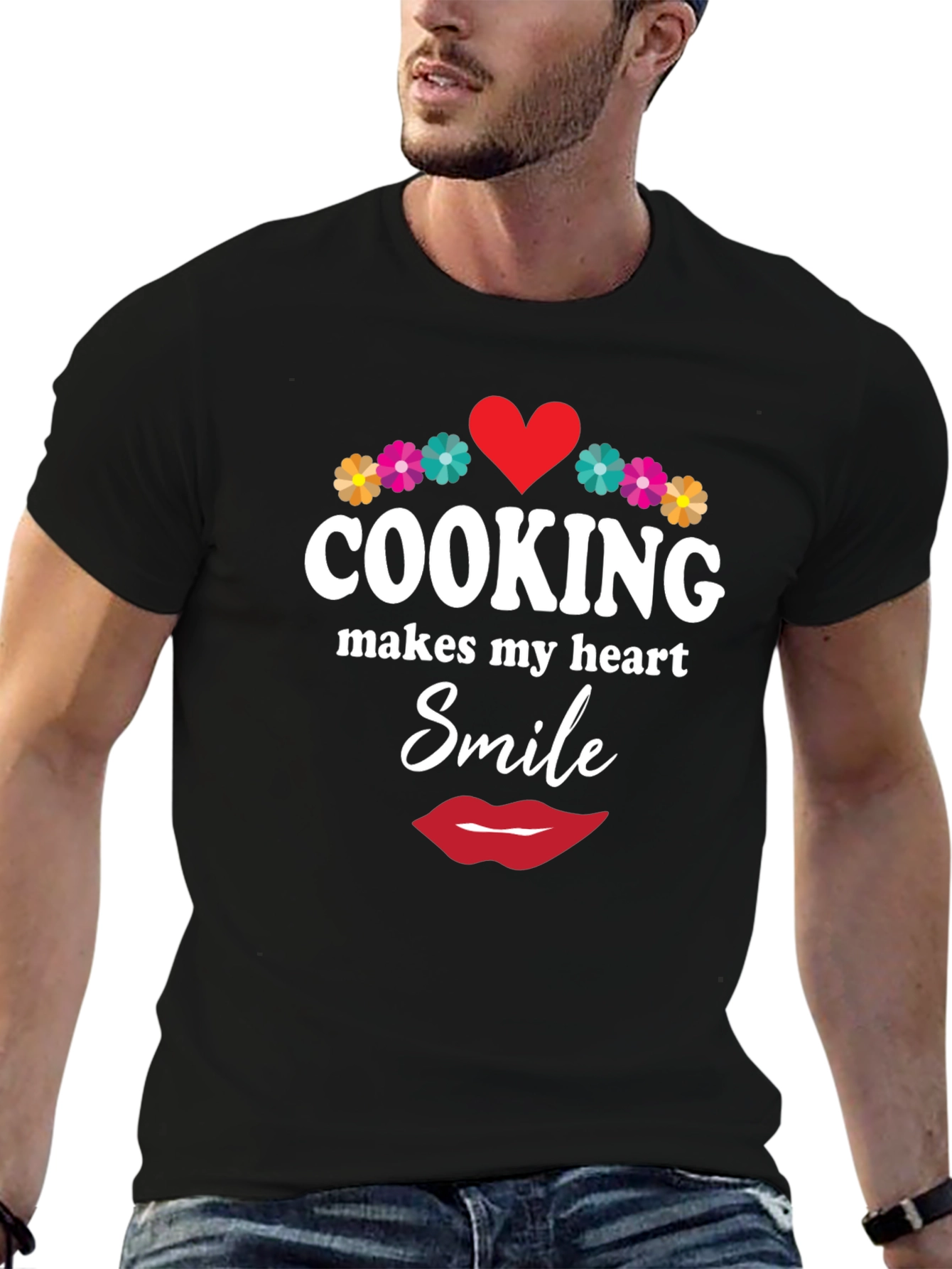 Cooking Makes My Heart Smile Black T-Shirt