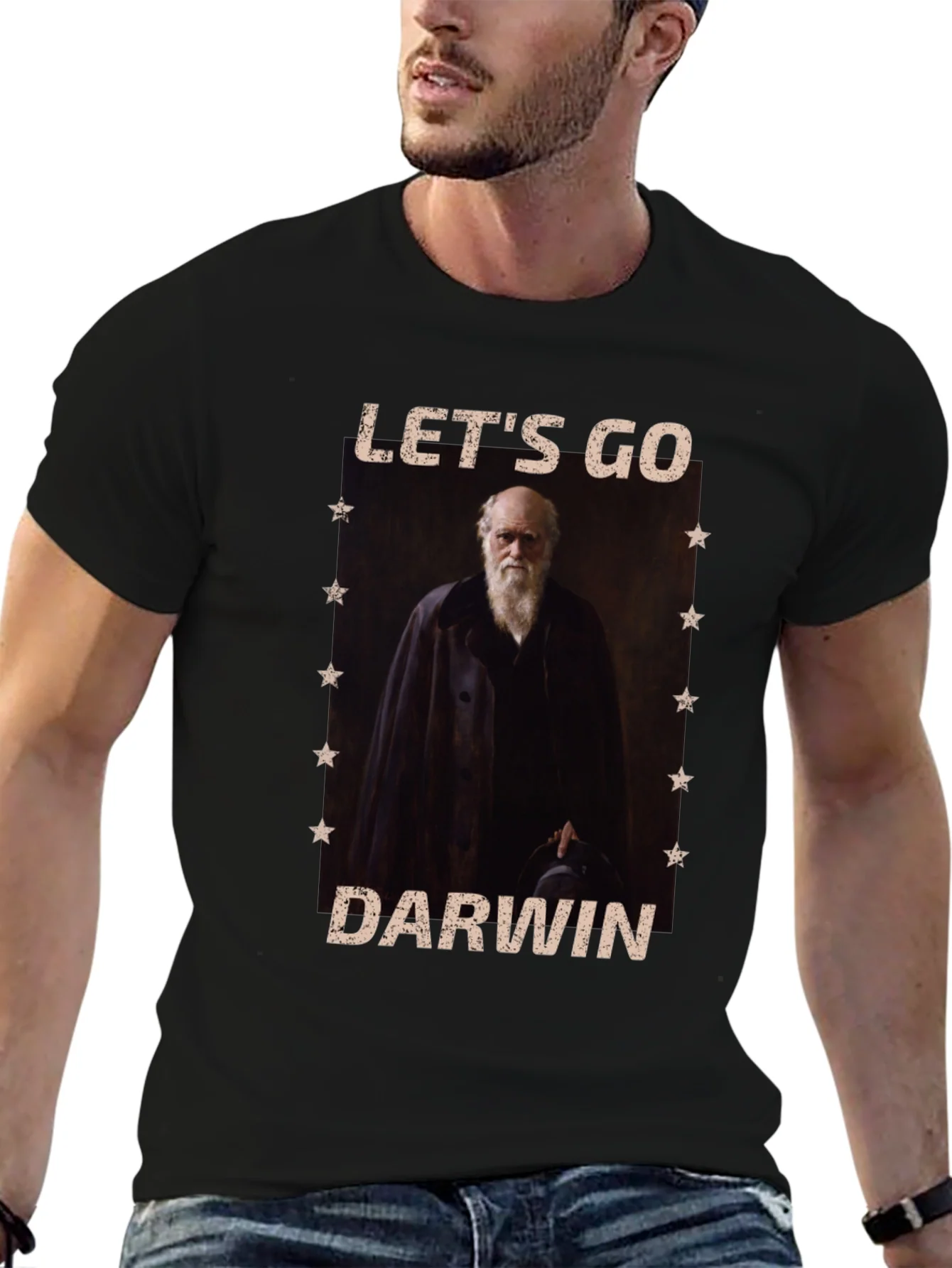 Lets Go Darwin Black Graphic T-Shirt