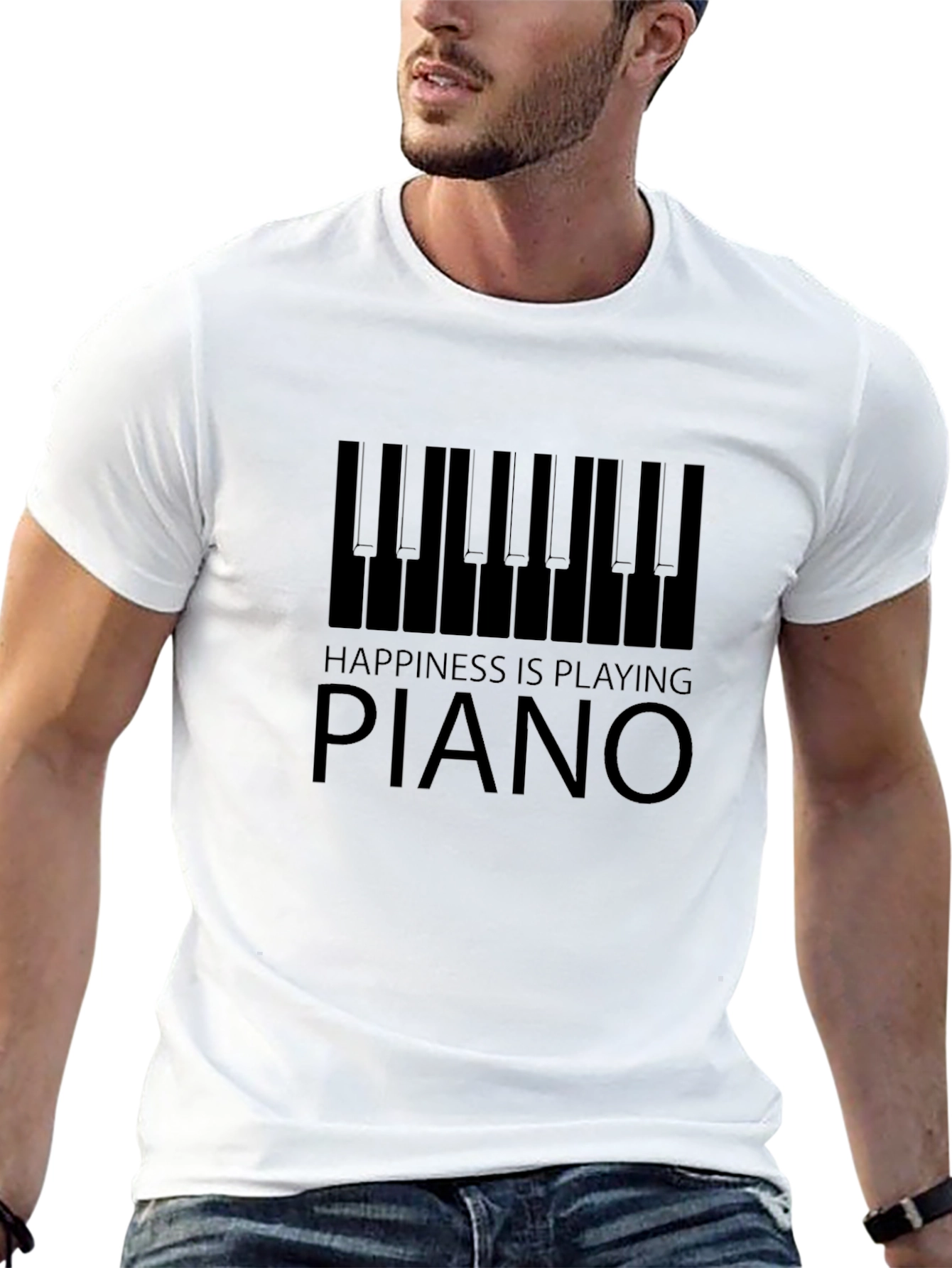 Happiness is Playing Piano Graphic T-Shirt