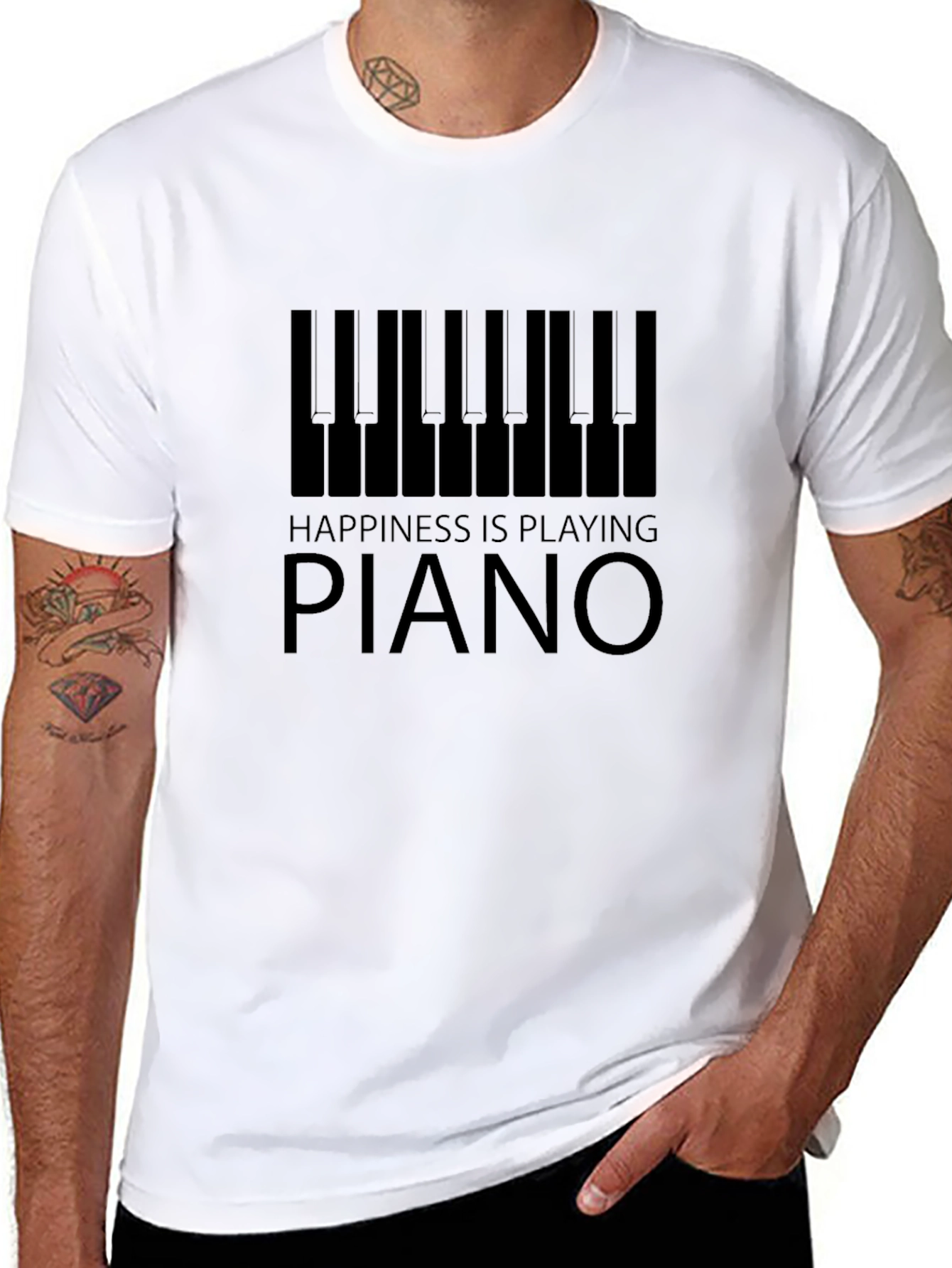 Happiness is Playing Piano Graphic T-Shirt