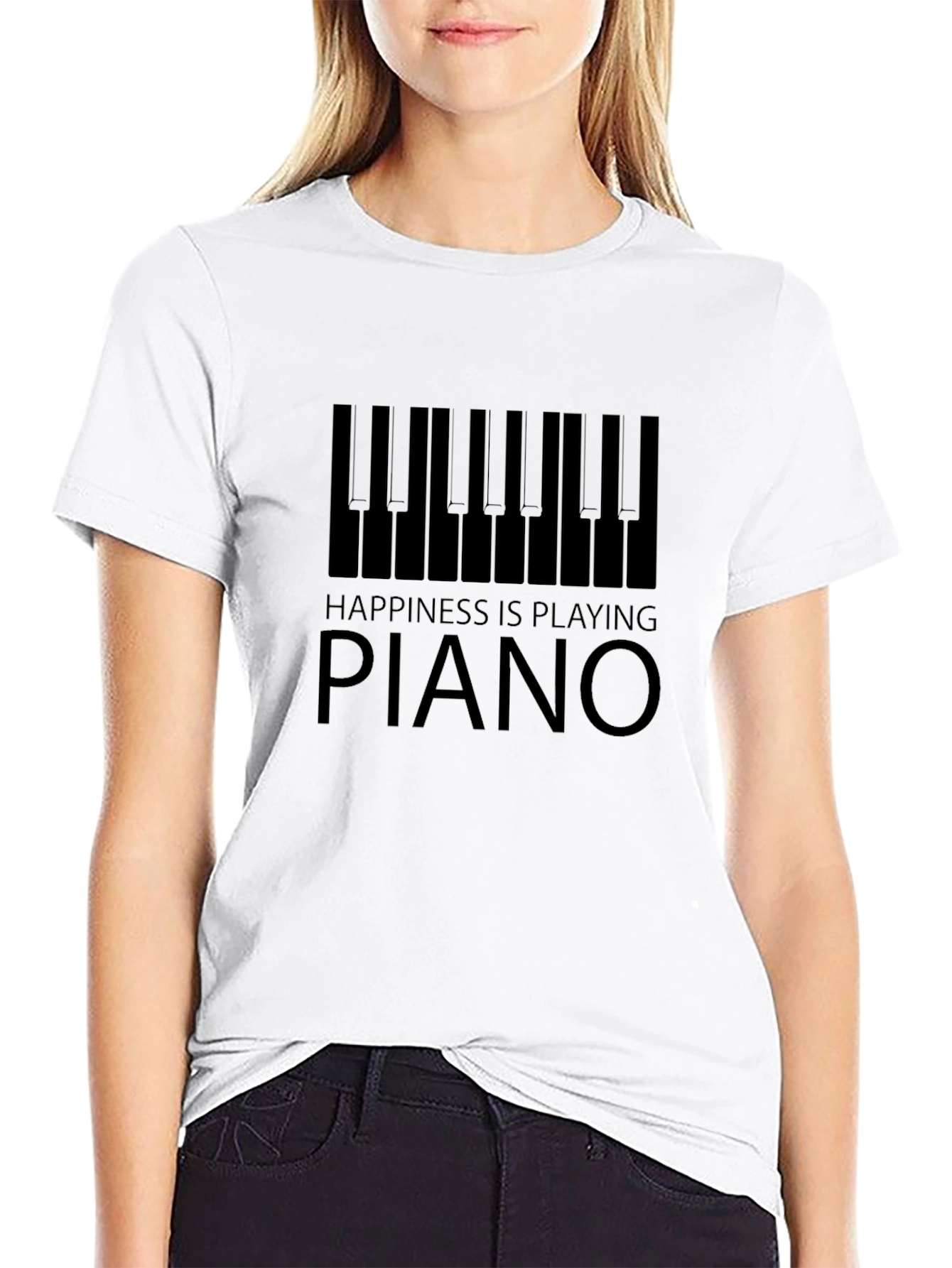 Happiness is Playing Piano Graphic T-Shirt