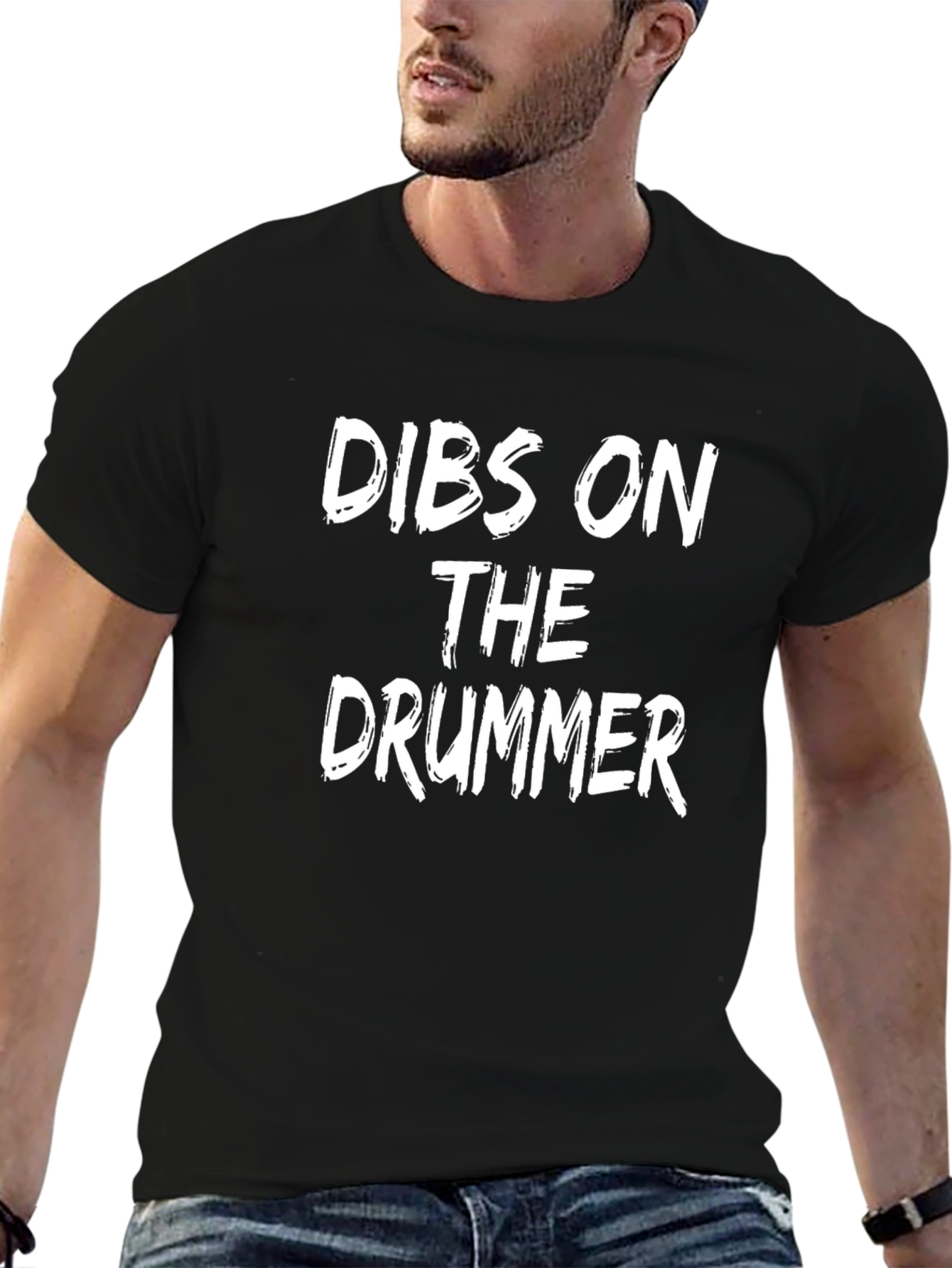 Dibs on The Drummer Black Cotton T-Shirt