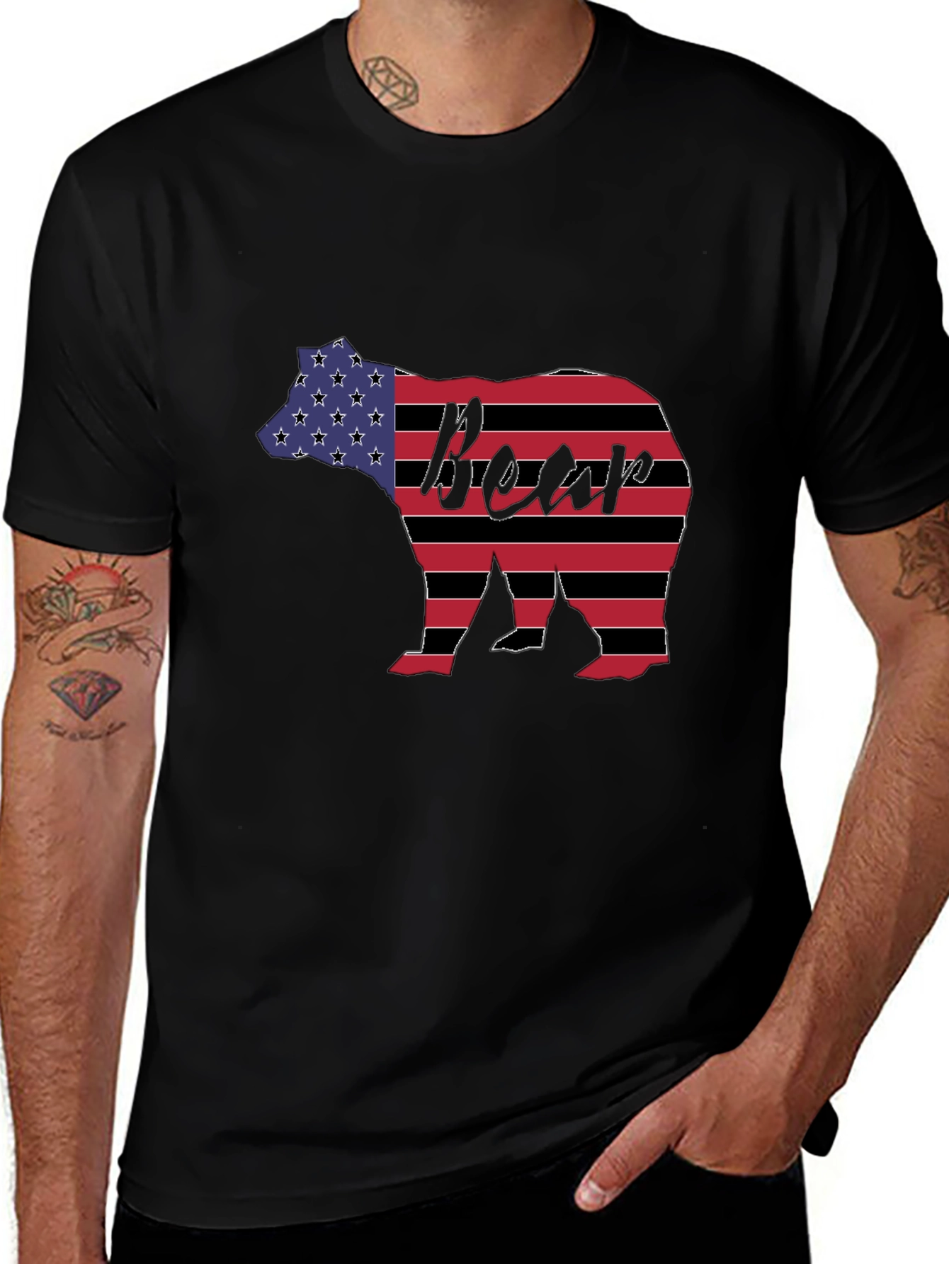 American Flag Bear Graphic Tee