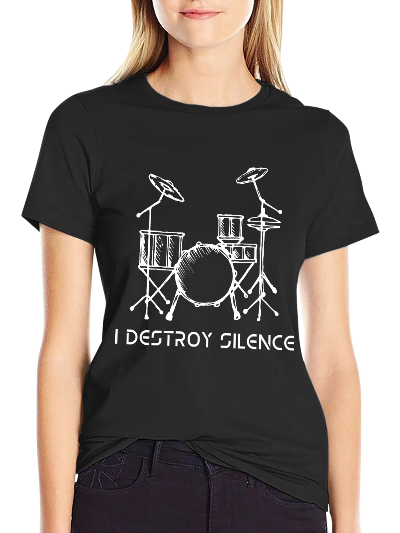 I Destroy Silence Drum Set Graphic T-Shirt