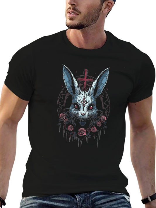 Dark Bunny T-Shirt - Inverted Cross & Roses