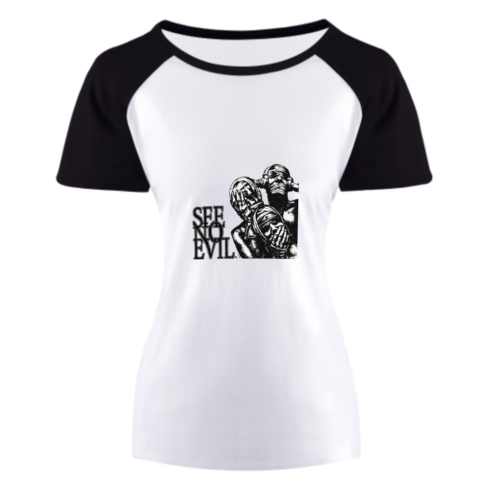 See No Evil Gothic Graphic T-Shirt – Dark Aesthetic Streetwear Tee with Vintage Horror Art(z217)