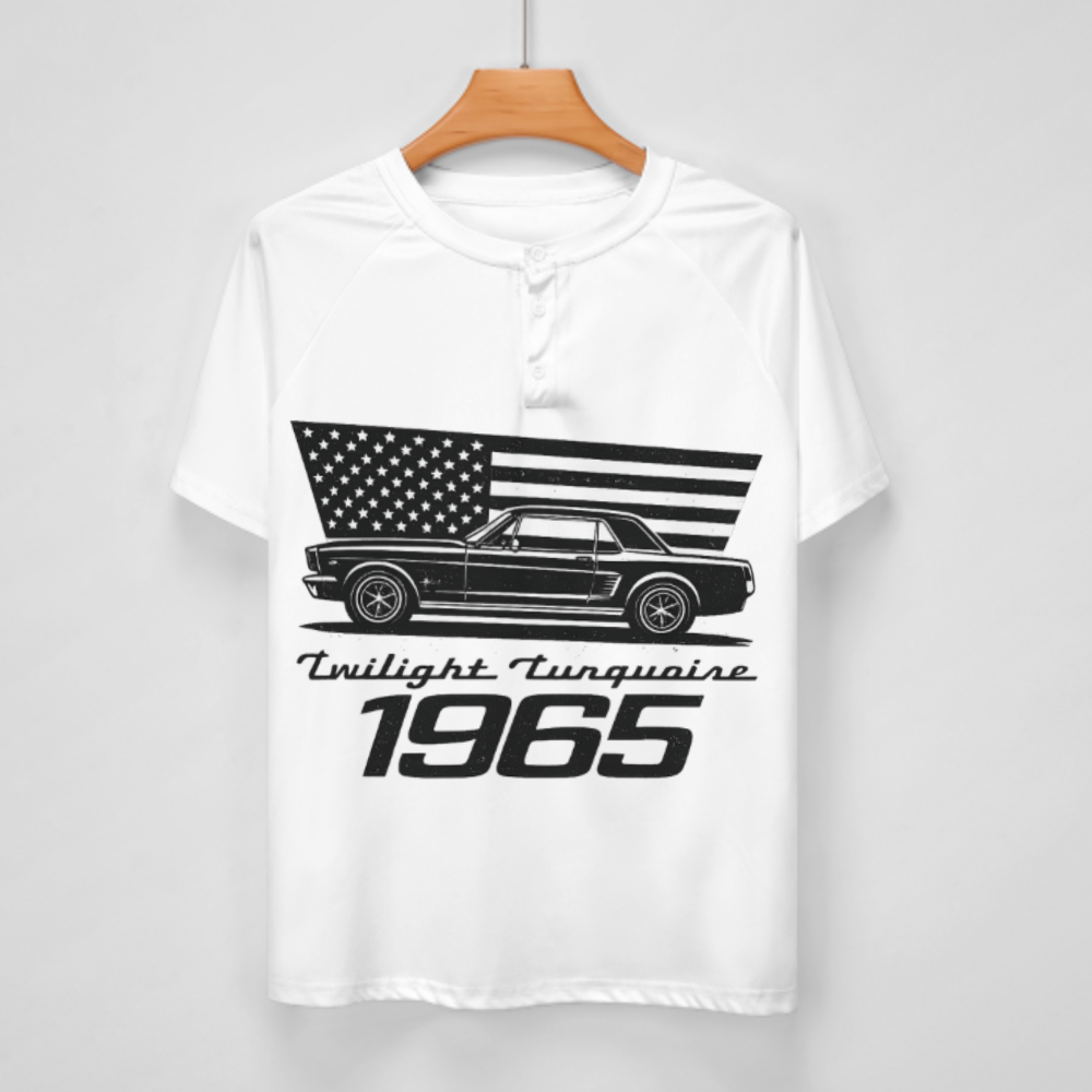 1965 Classic Muscle Car Graphic T-Shirt – Vintage American Flag Retro Car Enthusiast Tee(z197)