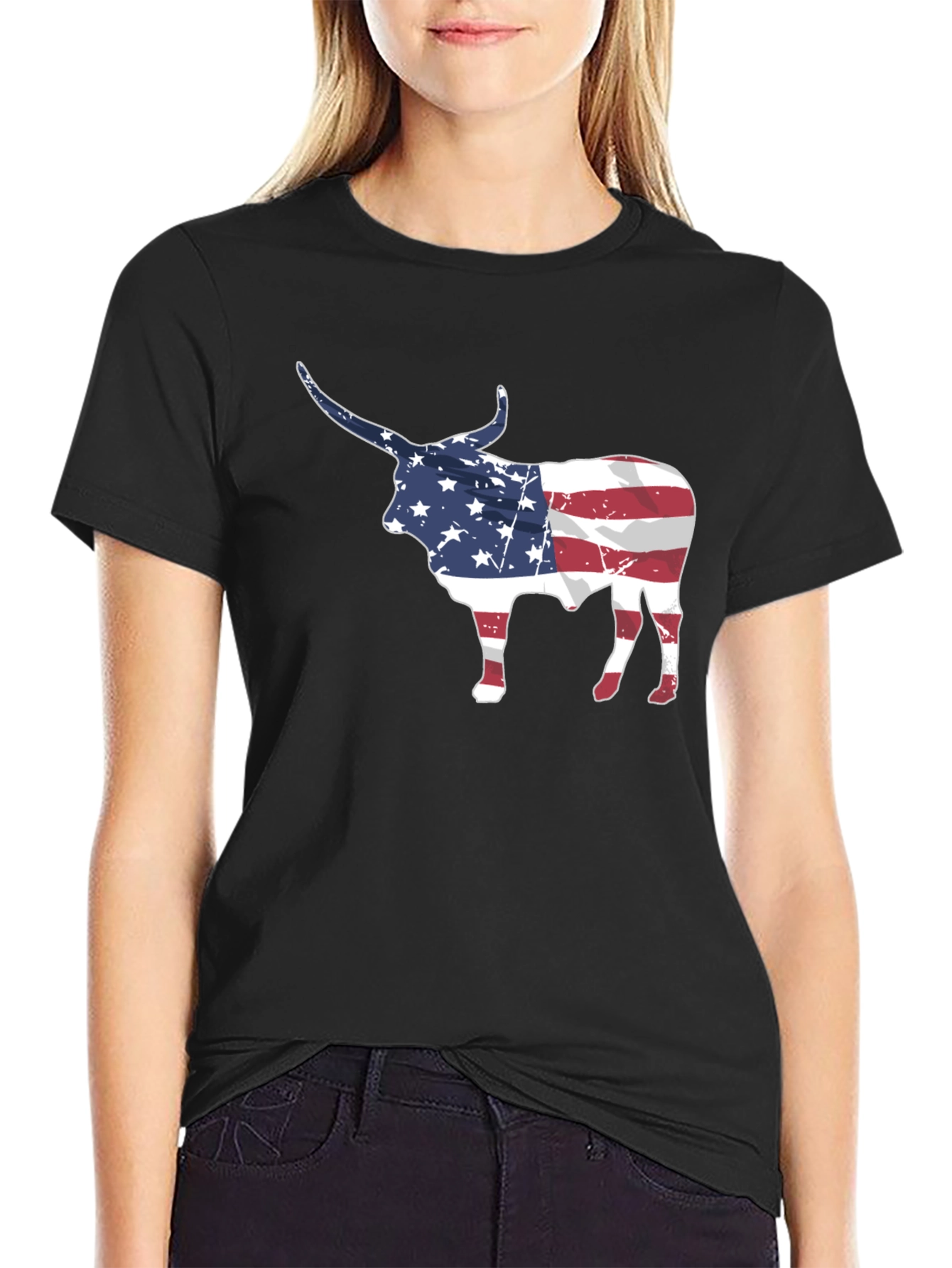 American Flag Bull Graphic Tee
