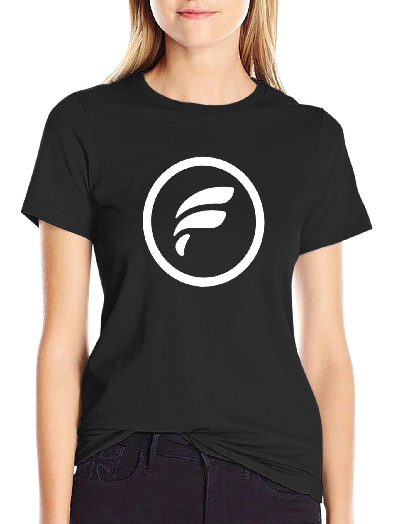 Black T-Shirt with White Circle Logo