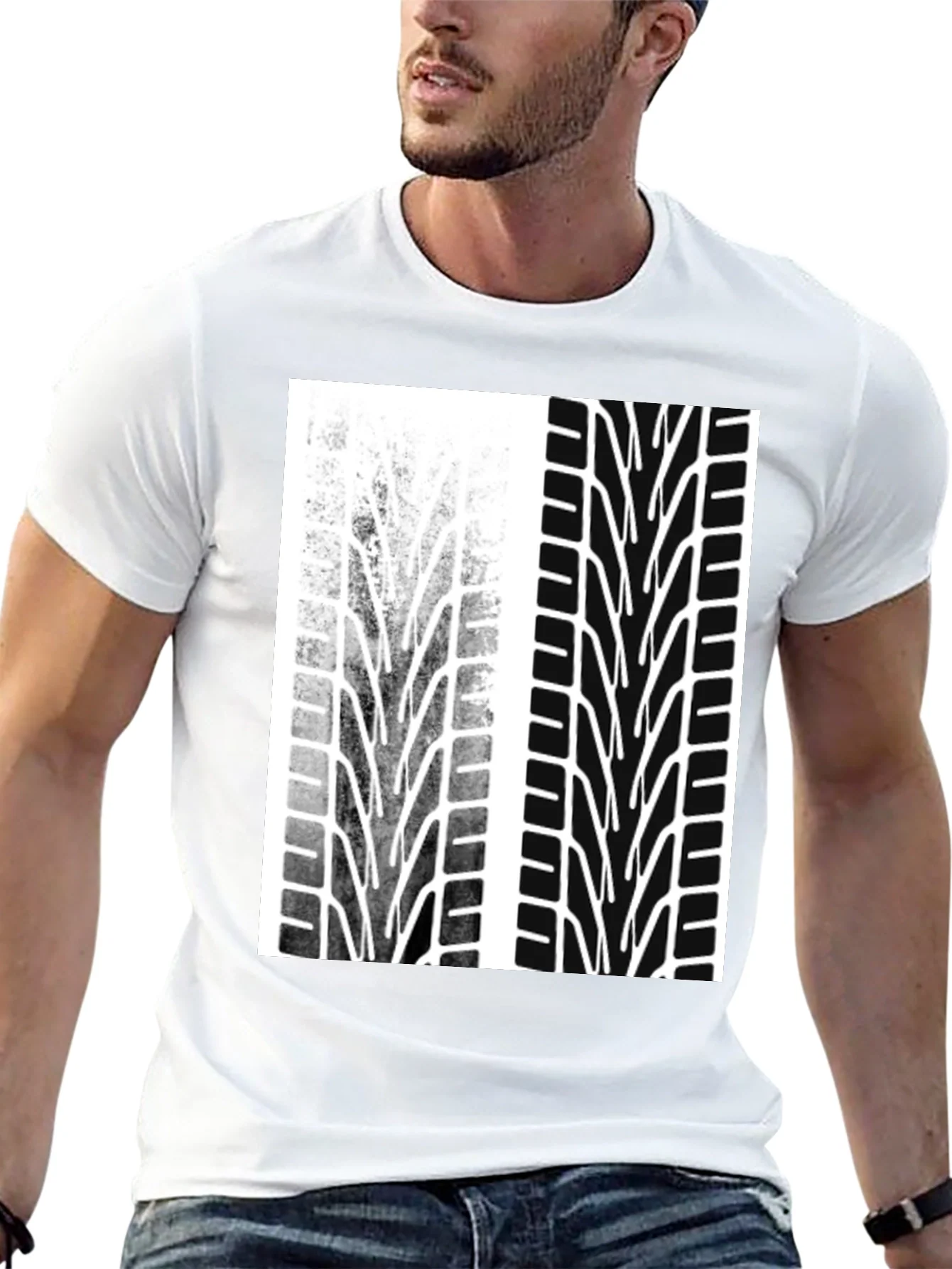 Tire Track Graphic Tee - Motorsport Style