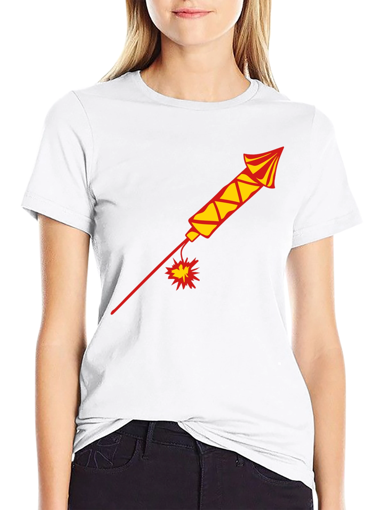 Black T-Shirt with Firework Design