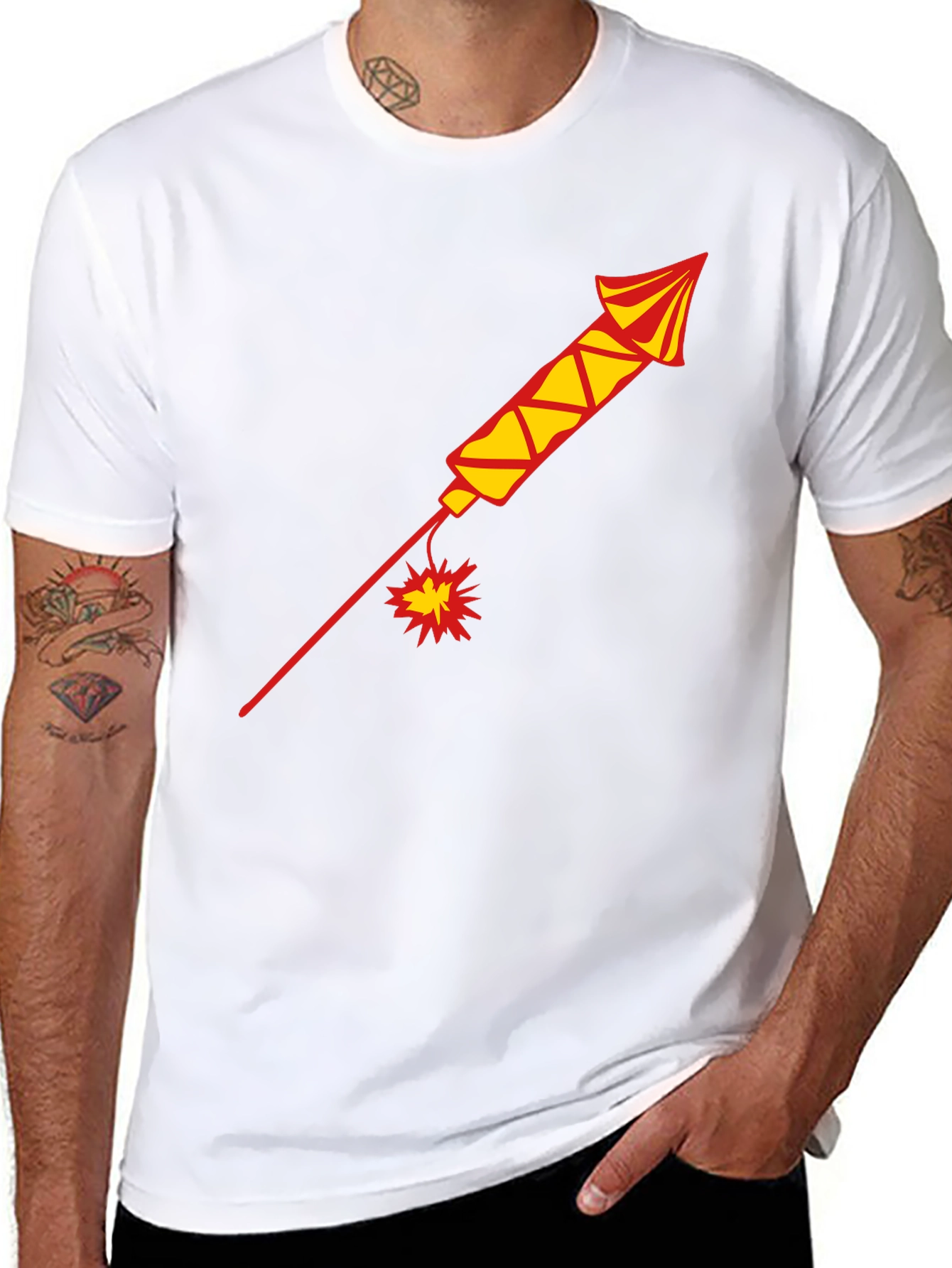 Black T-Shirt with Firework Design