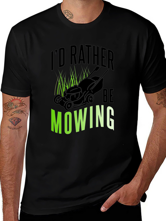 Id Rather Be Mowing Black Graphic Tee
