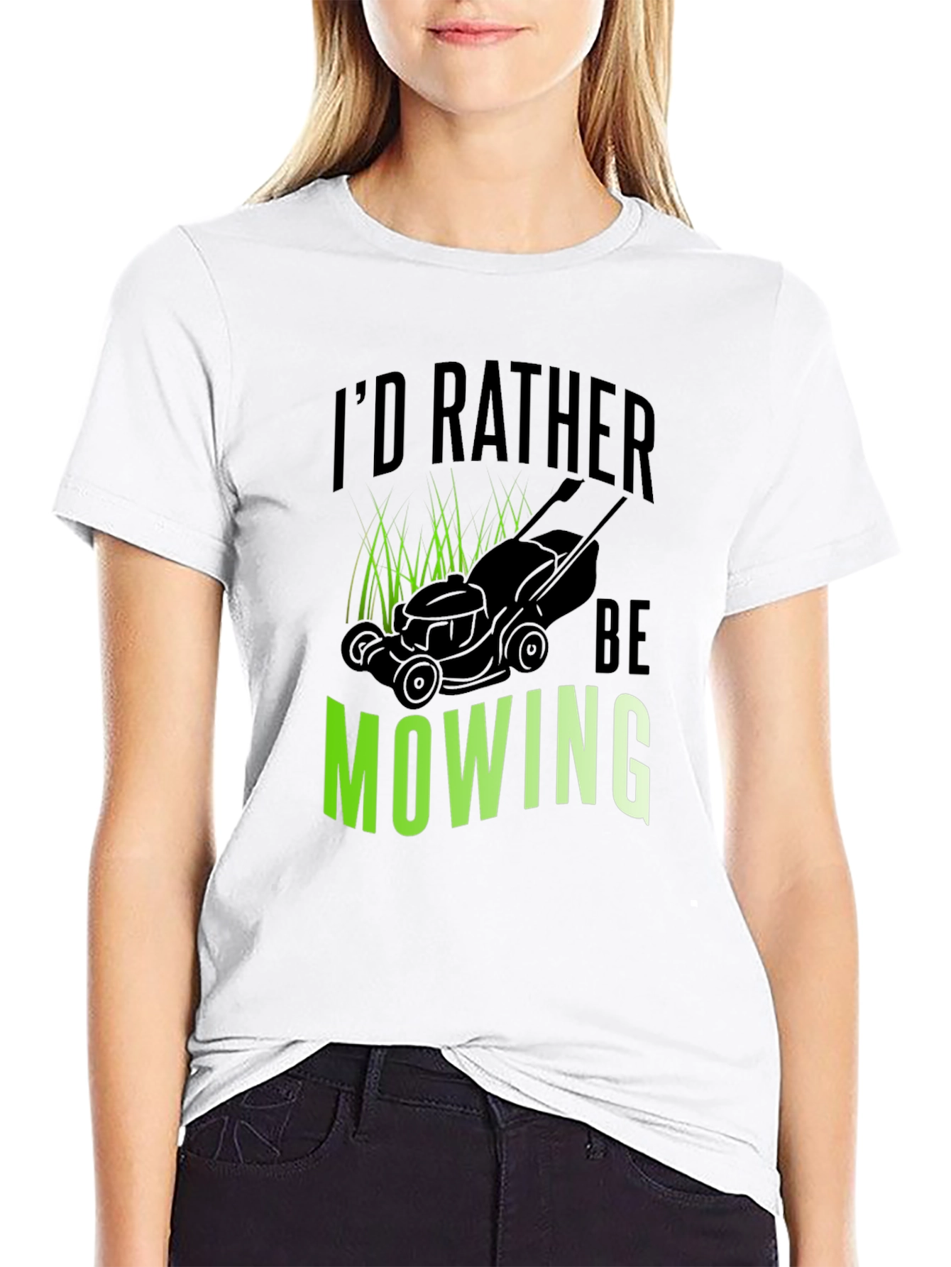 Id Rather Be Mowing Black Graphic Tee